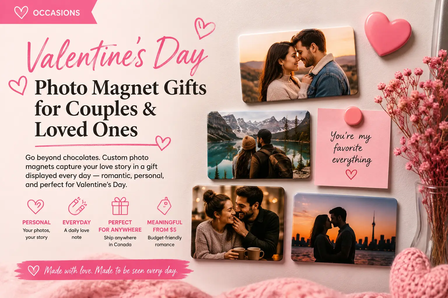 Valentine’s Day couple photos printed as 2×3 fridge magnets